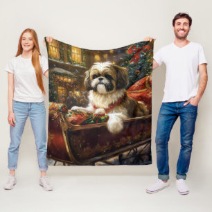 Shih Tzu jul - julsäsong Fleecefilt