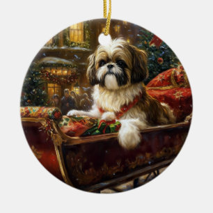 Shih Tzu jul - julsäsong Julgransprydnad Keramik