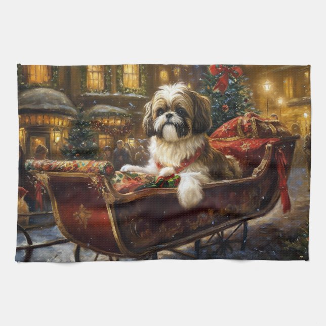 Shih Tzu jul - julsäsong Kökshandduk (Horisontell)