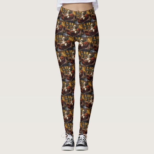 Shih Tzu jul - julsäsong Leggings (Framsida)