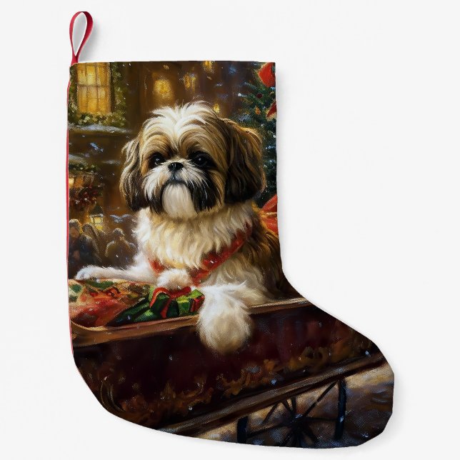 Shih Tzu jul - julsäsong Liten Julstrumpa (Framsidan)