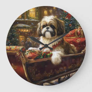 Shih Tzu jul - julsäsong Stor Klocka
