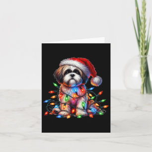 Shih Tzu jul Ljus Santa Hat Hund älskare Kort