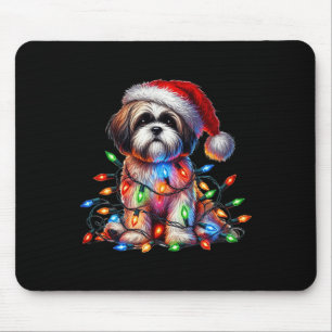 Shih Tzu jul Ljus Santa Hat Hund älskare Musmatta