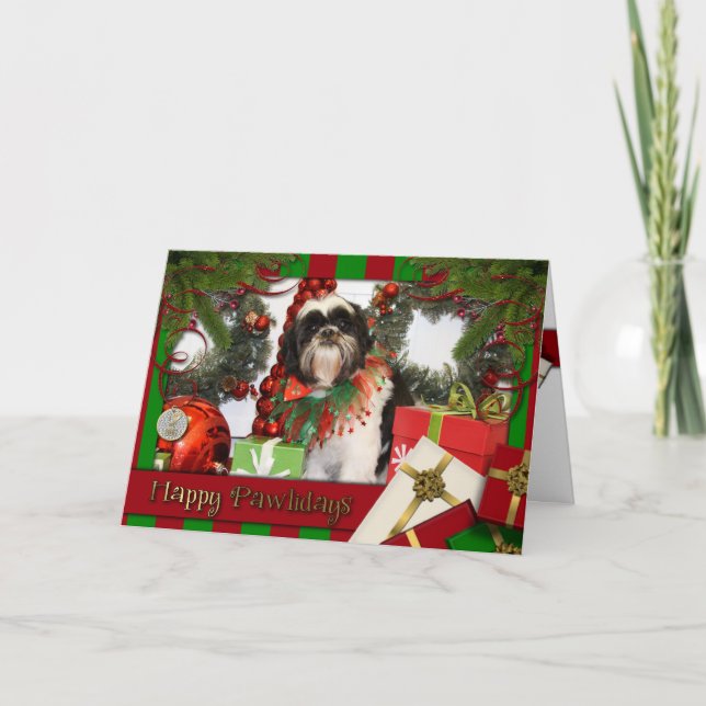Shih Tzu jul Photocard Helgkort (Framsida)