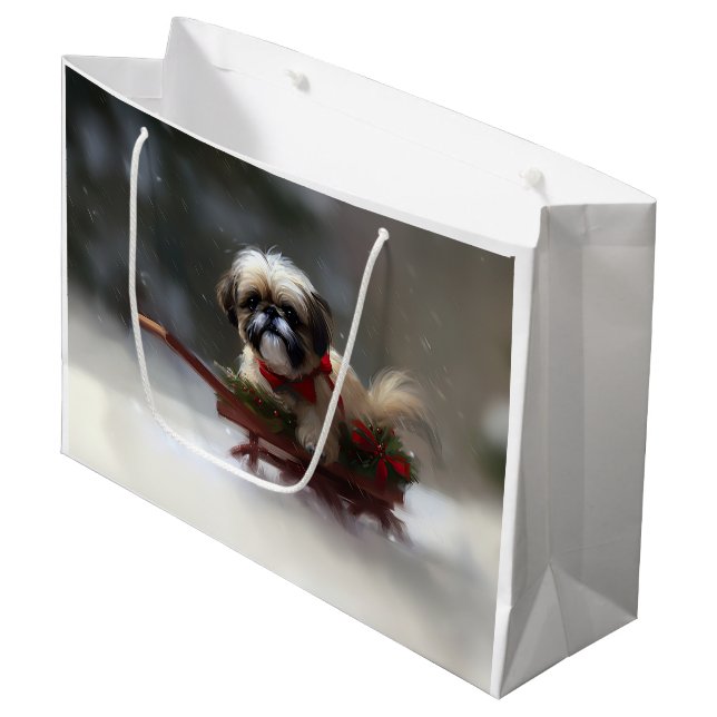 Shih Tzu jul snö vinter (Framsidan Vinklad)