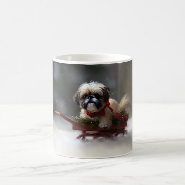 Shih Tzu jul snö vinter Kaffemugg (Center)