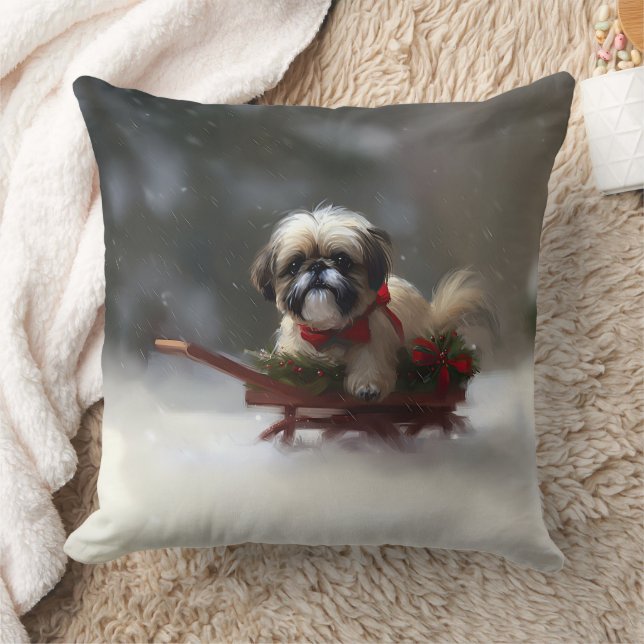 Shih Tzu jul snö vinter Kudde (Filt)