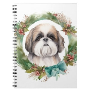 Shih Tzu Julafton Festive Valp Anteckningsbok