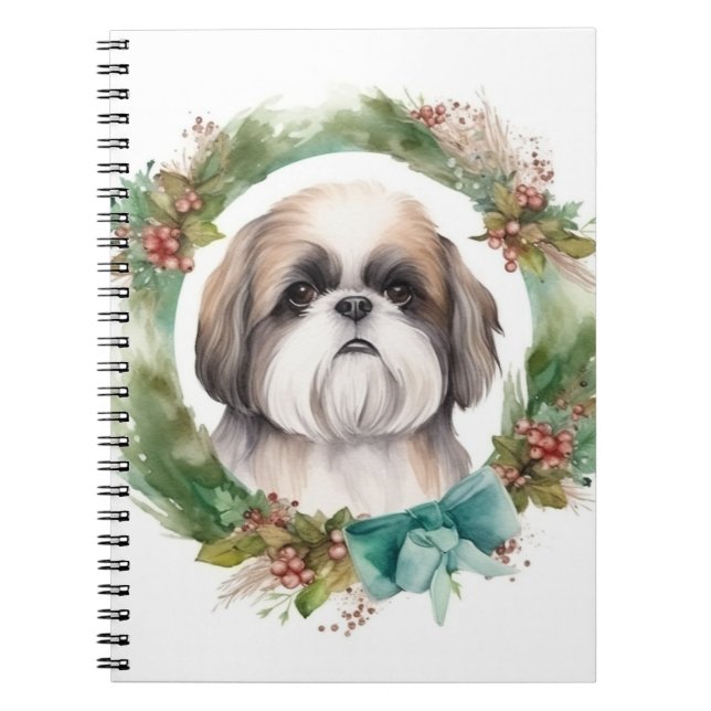 Shih Tzu Julafton Festive Valp Anteckningsbok (Framsidan)