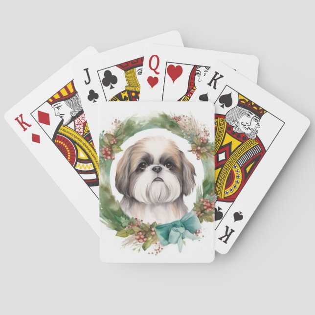 Shih Tzu Julafton Festive Valp Casinokort (Baksidan)