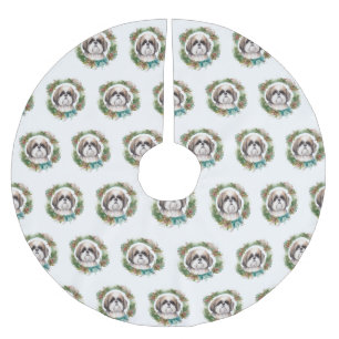 Shih Tzu Julafton Festive Valp Julgransmatta Borstad Polyester