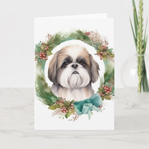 Shih Tzu Julafton Festive Valp Kort
