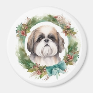 Shih Tzu Julafton Festive Valp Magnet