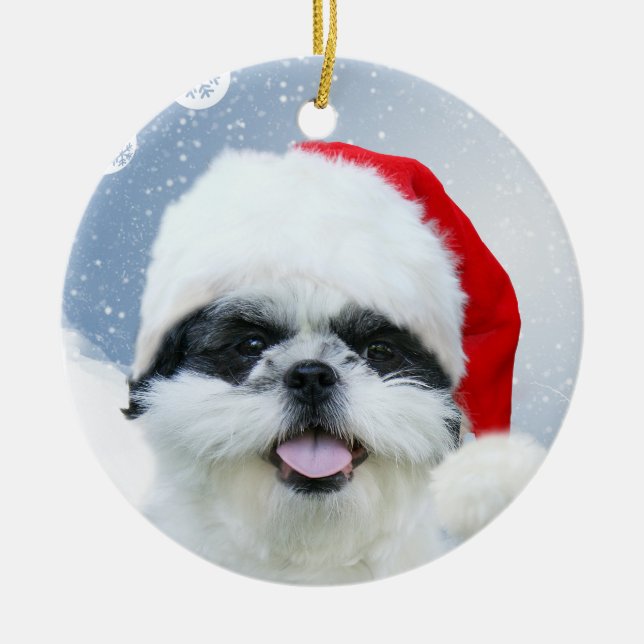 Shih Tzu-julen Julgransprydnad Keramik (Framsidan)