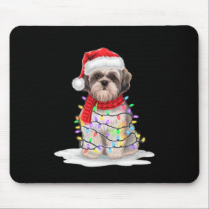 Shih Tzu Julgran Cute Santa Hat Ljus Julafton Musmatta