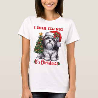 Shih Tzu Julgran Shih Tzu Älskare Santa Hat X T Shirt