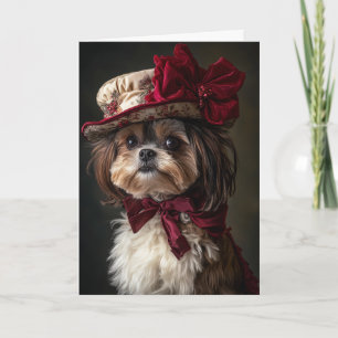 Shih Tzu Julkort Elegant Viktoriansk Hund Helgkort