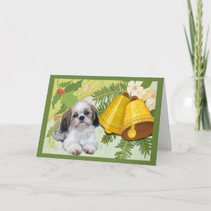 Shih Tzu-julkortet Klockor Helgkort