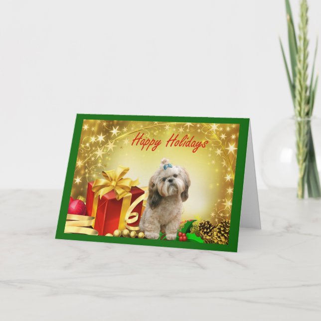 Shih Tzu julkortgåvor Helgkort (Framsida)