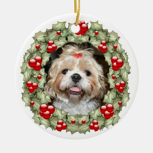 Shih Tzu-julkrans Julgransprydnad Keramik (Framsidan)