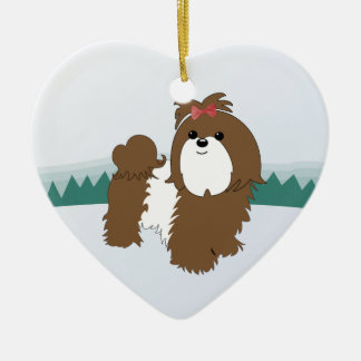 Shih Tzu julprydnad Julgransprydnad Keramik