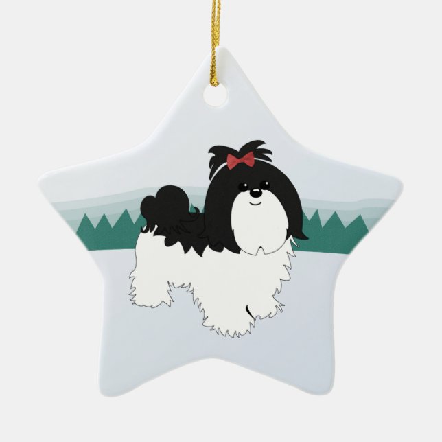 Shih Tzu julprydnad Julgransprydnad Keramik (Framsidan)