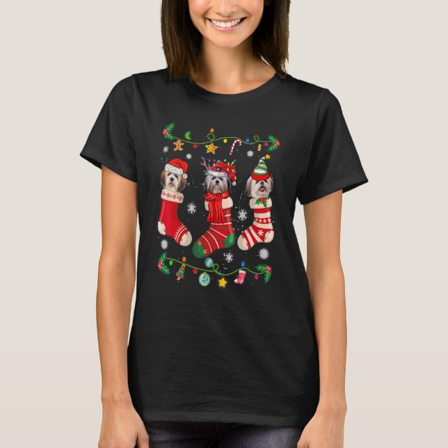 Shih Tzu julstrumpor Xmas Hund   T Shirt (Framsida)