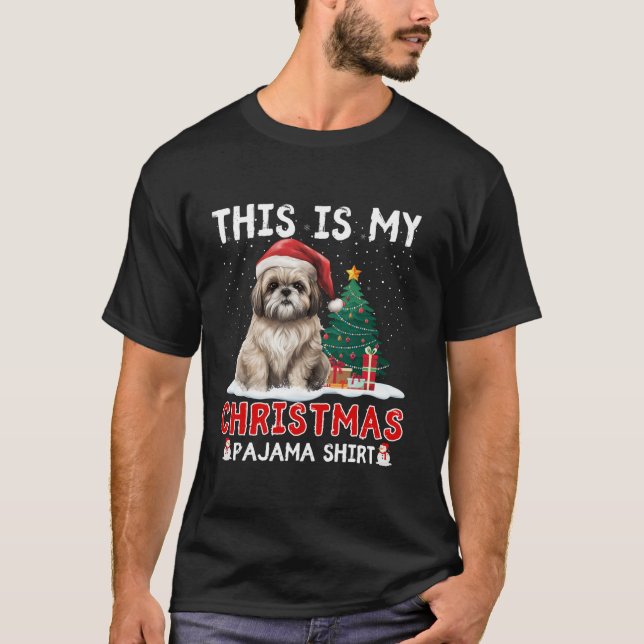 Shih Tzu-jultomten Hund Santa Hat Träd Boys Girls T Shirt (Framsida)
