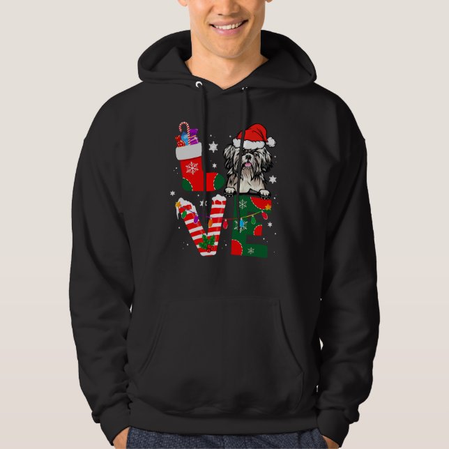 Shih Tzu Jultomten jul Hoodie (Framsida)