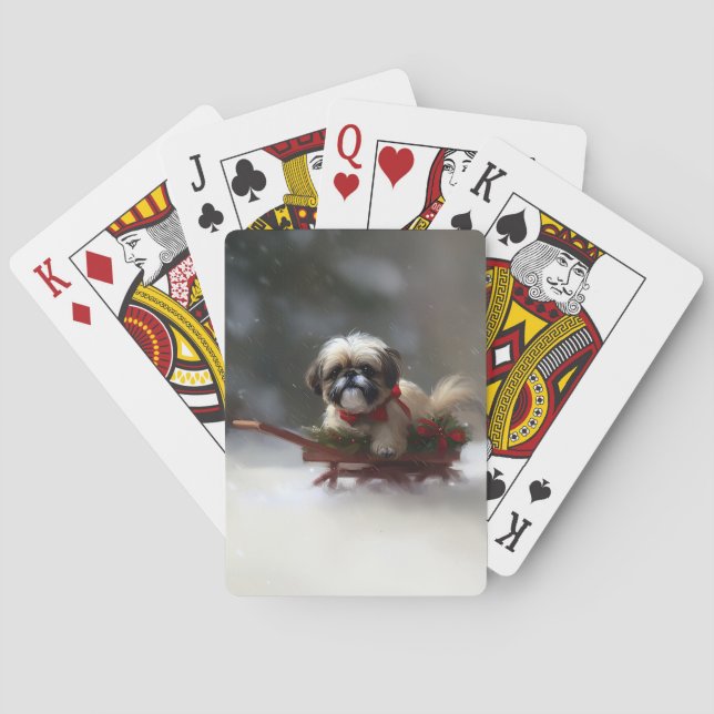 Shih Tzu-julvintern snö Casinokort (Baksidan)