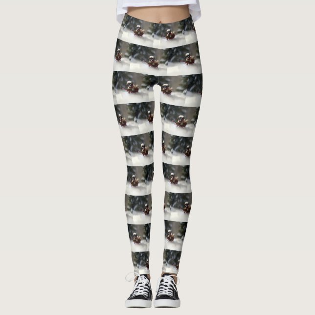 Shih Tzu-julvintern snö Leggings (Framsida)