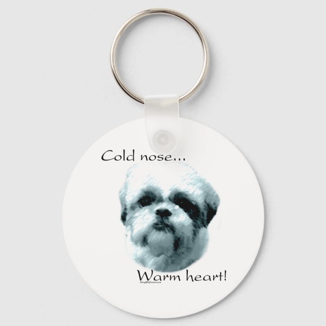 Shih Tzu Kall Nose, varm Hjärtnyckelring Nyckelring (Framsida)