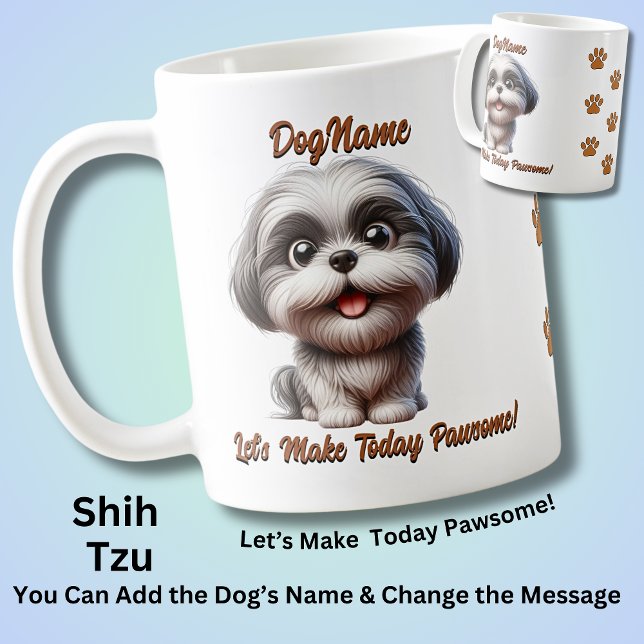 Shih Tzu - Lägg till Hund Namn, Ändra text Kaffemugg (Skapare uppladdad)