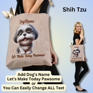Shih Tzu - Lägg till Hund Namn, Ändra text Tygkasse