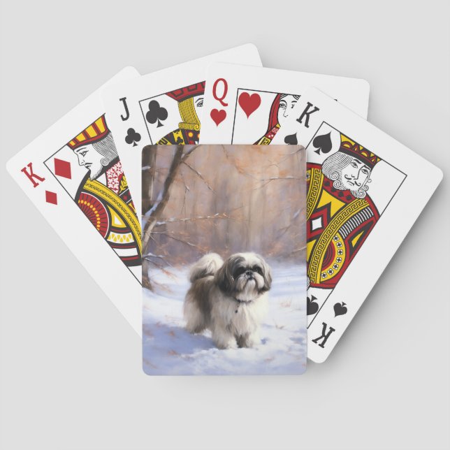 Shih Tzu Låt det snöa jul Casinokort (Baksidan)
