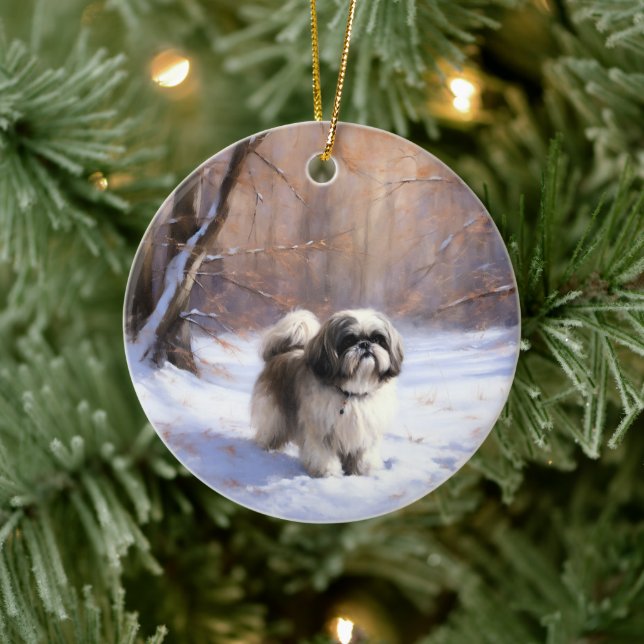Shih Tzu Låt det snöa jul Julgransprydnad Keramik (Träd)