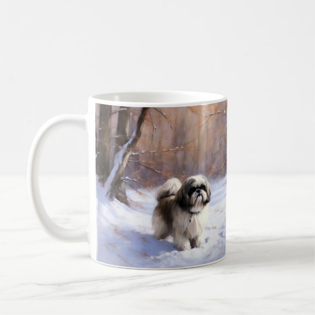 Shih Tzu Låt det snöa jul Kaffemugg (Vänster)