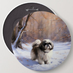 Shih Tzu Låt det snöa jul Knapp