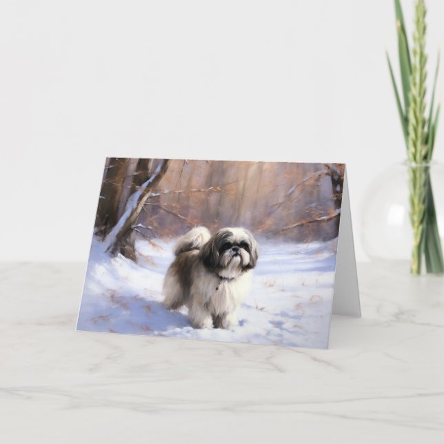 Shih Tzu Låt det snöa jul Kort (Framsida)