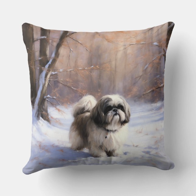 Shih Tzu Låt det snöa jul Kudde (Baksida)