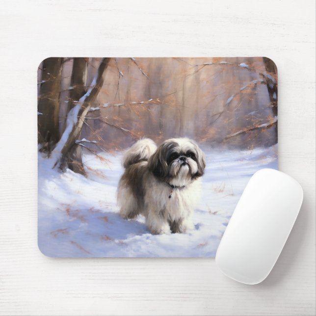 Shih Tzu Låt det snöa jul Musmatta (Med mus)