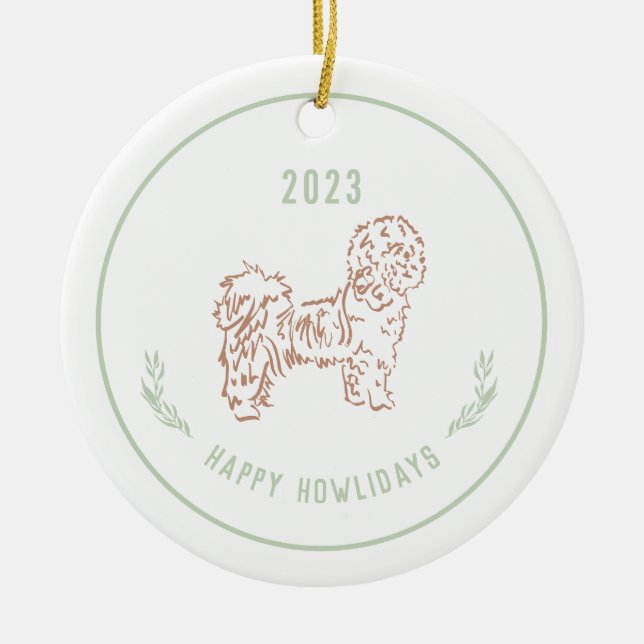 Shih Tzu, Lhasa Apso Hund Helgdag Ornament (Framsidan)