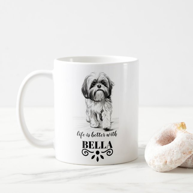 Shih Tzu Life är bättre med Anpassningsbar Hund Na Kaffemugg (Med munk)