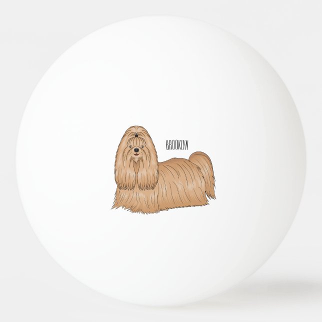 Shih tzu long hair dog cartoon illustration pingisboll (Framsidan)