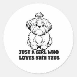 Shih Tzu Lover Girl – Cartoon Dog Design Runt Klistermärke