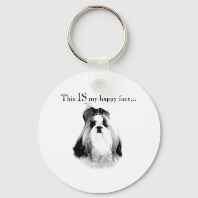 Shih Tzu Lycklig Ansikte Nyckelring (Framsida)