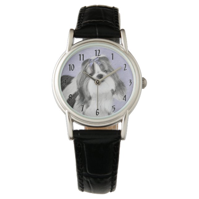 Shih Tzu-målning - Cute Original Hund Art Armbandsur (Framsida)