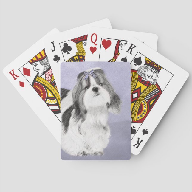 Shih Tzu-målning - Cute Original Hund Art Casinokort (Baksidan)