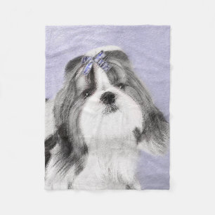 Shih Tzu-målning - Cute Original Hund Art Fleecefilt